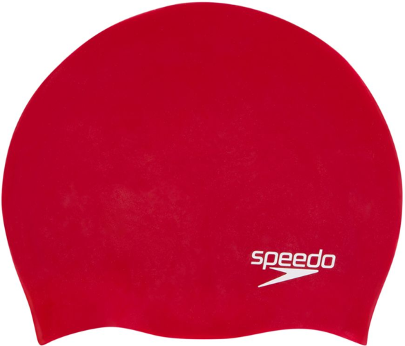 Speedo Plain Moulded Silicone Junior Swim Caps - Red von Speedo