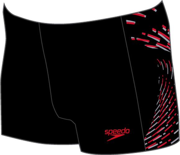 Speedo Plastisol Placement Aquashort Swimwear Male Junior/Kids (6-16) - Black/Fed Red/Dap (Grösse: 11-12J/D152) von Speedo