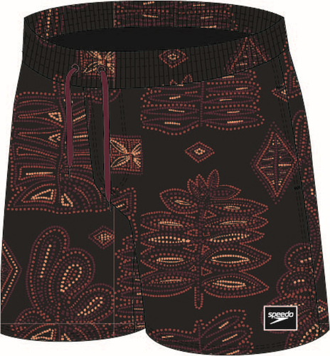 Speedo Badehose Printed Leisure Watershort Male - Black/Oxblood/Tan (Grösse: L) von Speedo