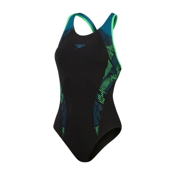 Speedo - Women's Placement Laneback - Badeanzug Gr 38 schwarz von Speedo