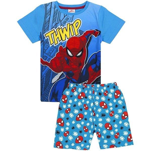 Spider-Man - Thwamm Schlafanzug mit Shorts, 104, Blau von Spider-Man