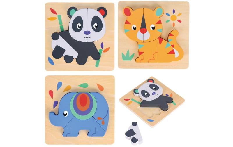 Spielba Lernspielzeug »Puzzle-Set mit Panda, Elefant, Giraffe« von Spielba