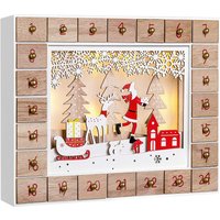 Adventskalender Weihnachtsmann Holz LED von Spielwerk®