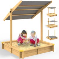 Sandkasten Hellbraun 120x120x120cm neigbares Sonnendach von Spielwerk®