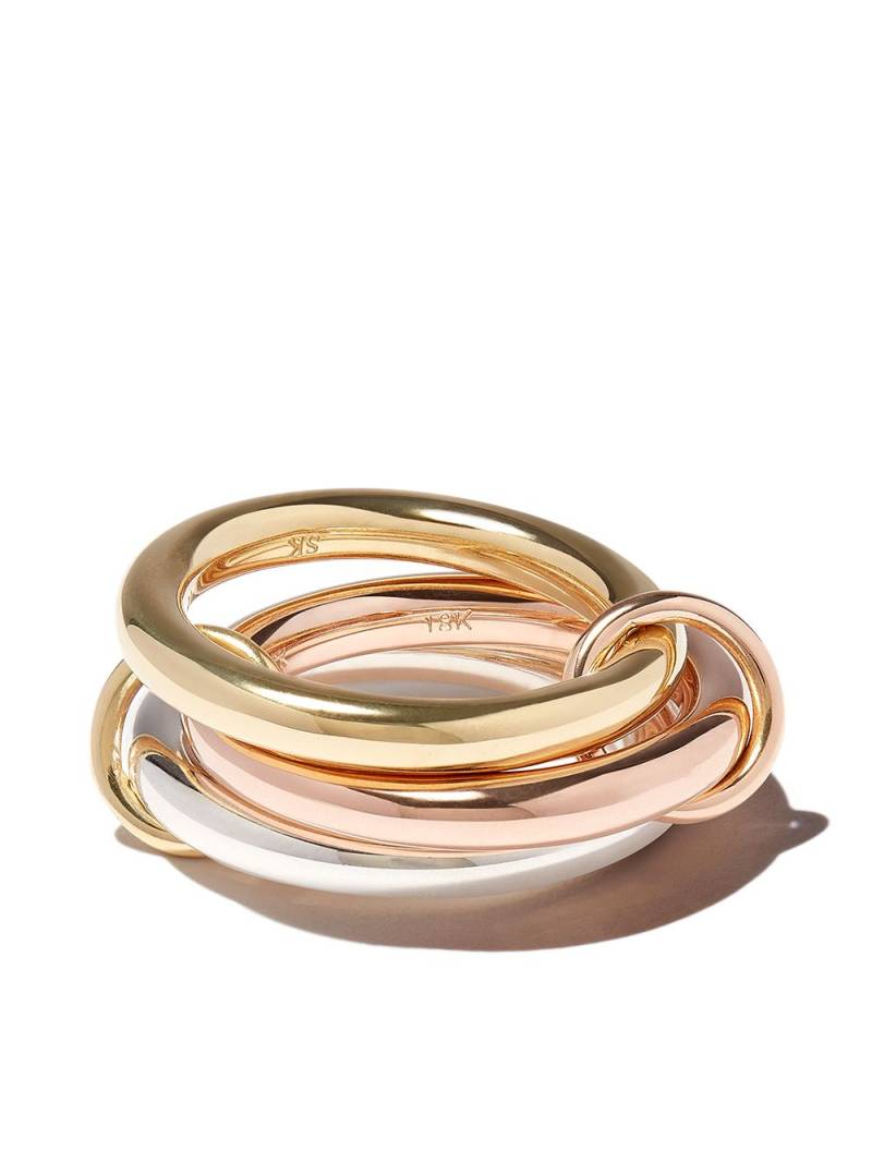 Spinelli Kilcollin 18Kt yellow gold, sterling silver and 18kt rose gold Mercury linked ring von Spinelli Kilcollin