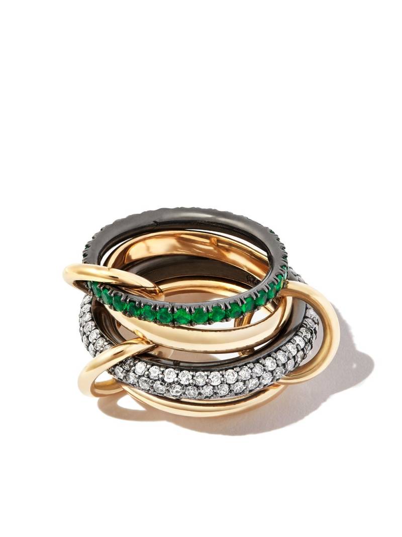 Spinelli Kilcollin 18kt yellow gold Vega pavé diamond and emerald ring von Spinelli Kilcollin