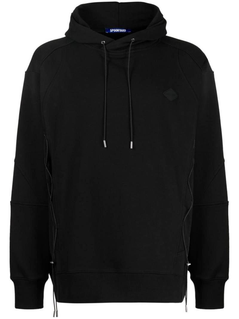 Spoonyard logo-appliqué panelled hoodie - Black von Spoonyard