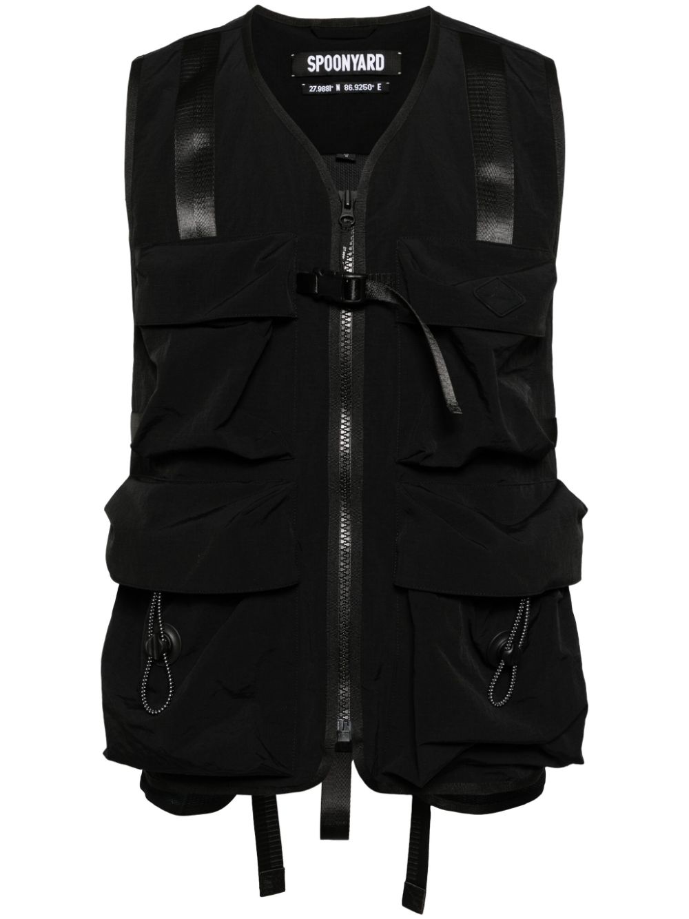 Spoonyard logo-appliquéd ripstop waistcoat - Black von Spoonyard