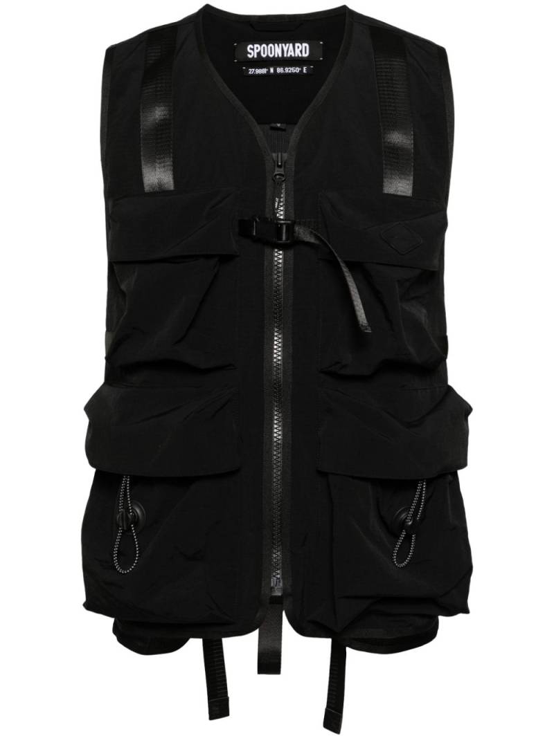 Spoonyard logo-appliquéd ripstop waistcoat - Black von Spoonyard