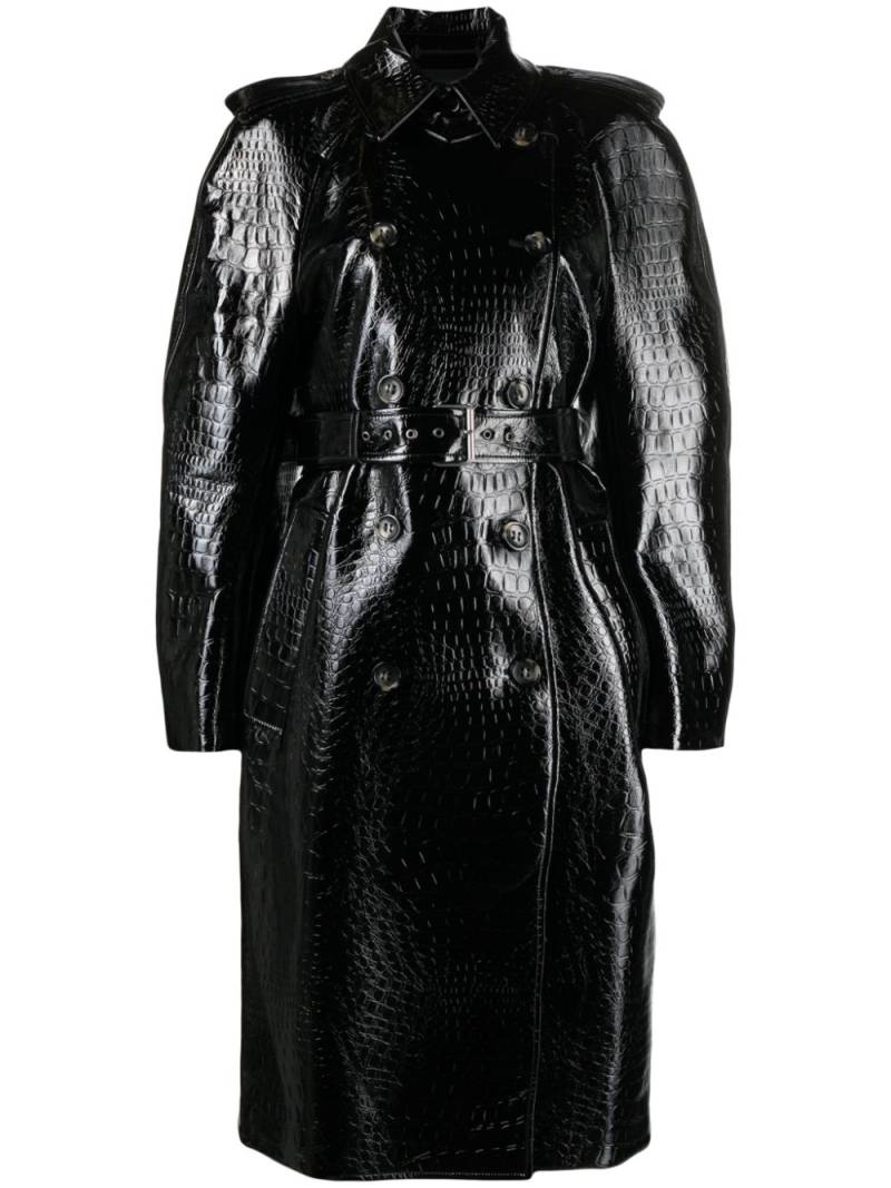 Sportmax Faggi crocodile-effect trench coat - Black von Sportmax