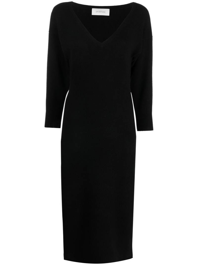 Sportmax V-neck cashmere midi dress - Black von Sportmax