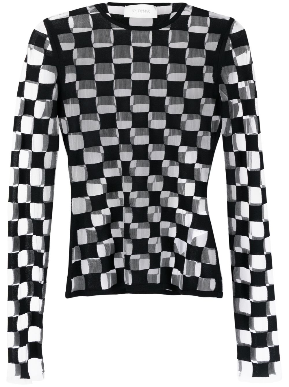 Sportmax checkerboard-print long-sleeve top - Black von Sportmax