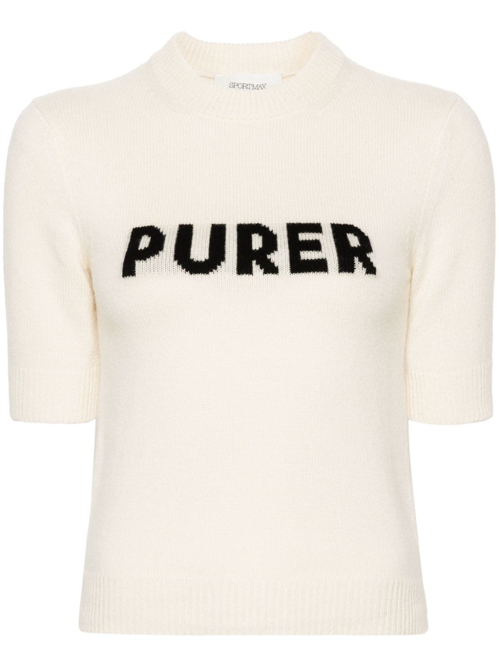 Sportmax intarsia-logo knit T-shirt - Neutrals von Sportmax