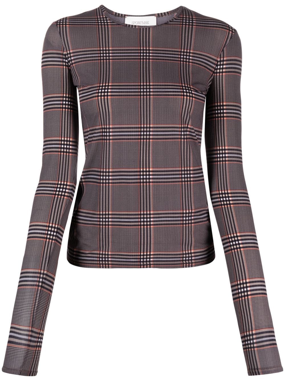 Sportmax plaid-print long-sleeve T-shirt - Brown von Sportmax