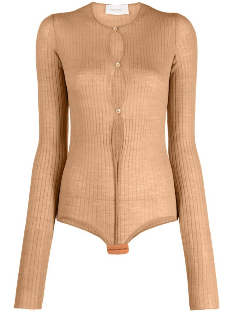 Sportmax ribbed-knit button-up bodysuit - Neutrals von Sportmax