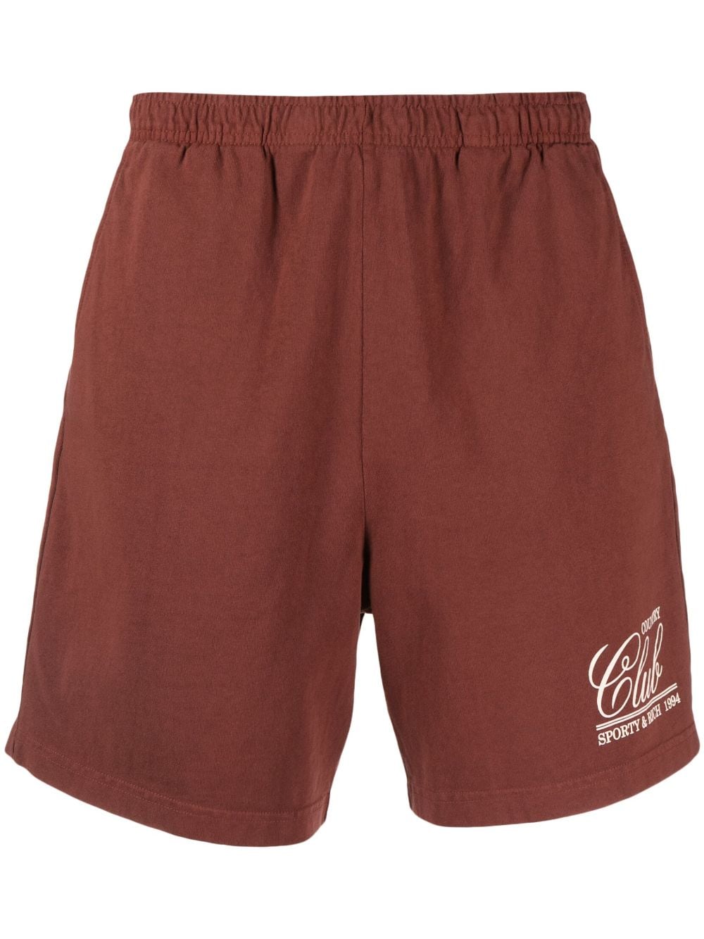 Sporty & Rich 94 Country Club Gym Short - Maroon/Cream - Brown von Sporty & Rich