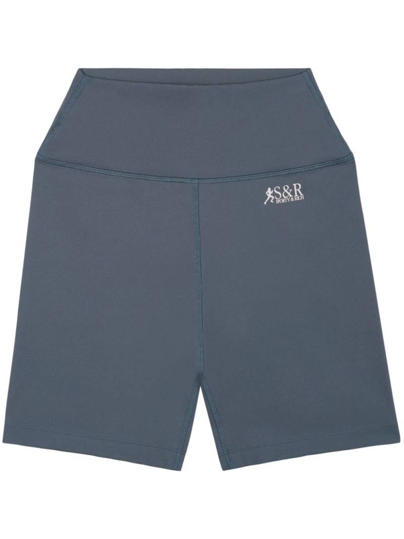 Sporty & Rich Action logo-print biker shorts - Blue von Sporty & Rich