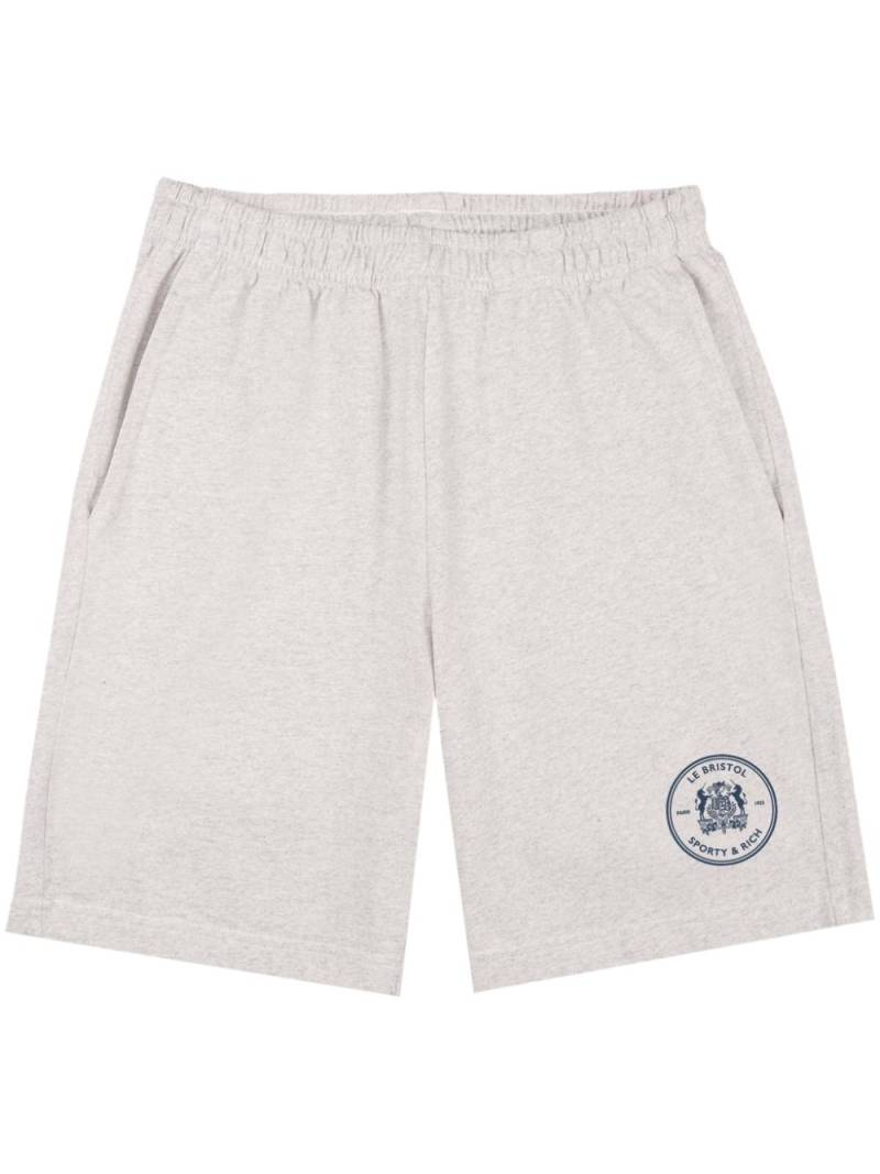 Sporty & Rich Bristol Crest cotton track shorts - Grey von Sporty & Rich