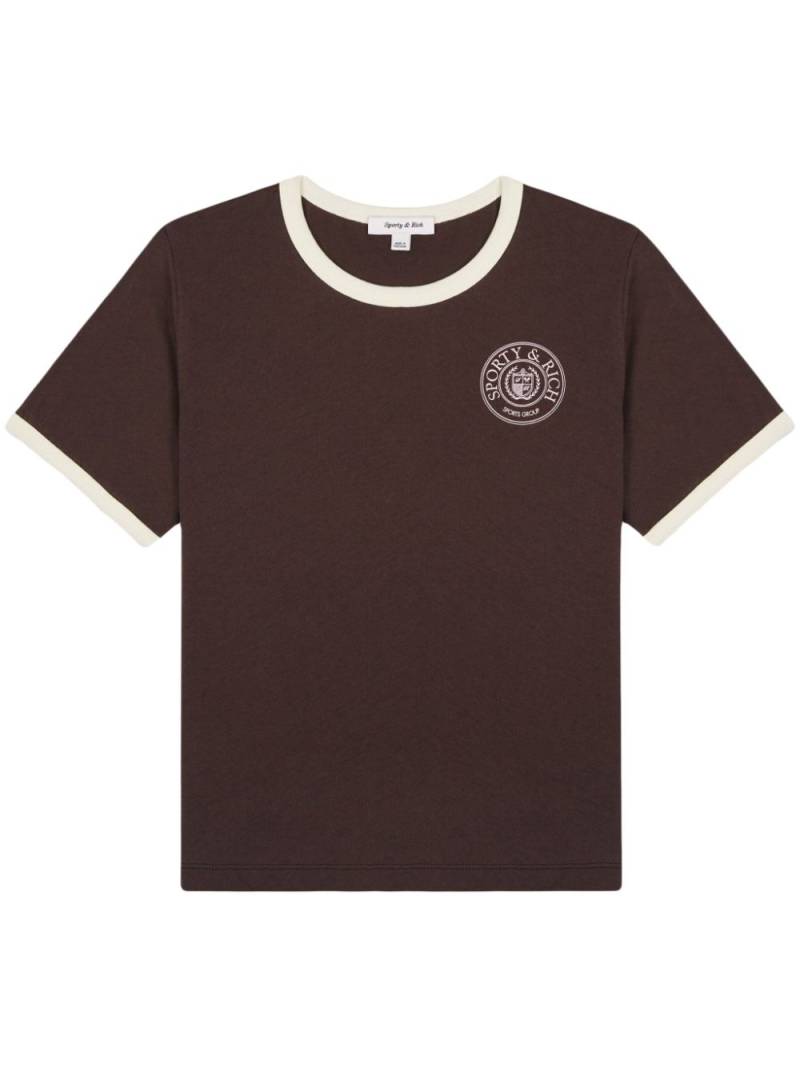 Sporty & Rich Conneticut logo-print cotton T-shirt - Brown von Sporty & Rich