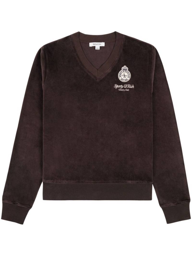 Sporty & Rich Crown cotton velour sweatshirt - Brown von Sporty & Rich