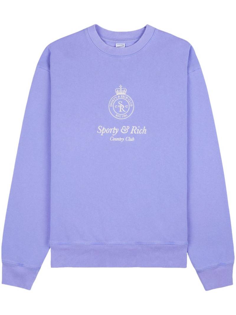 Sporty & Rich Crown-embroidered cotton sweatshirt - Purple von Sporty & Rich