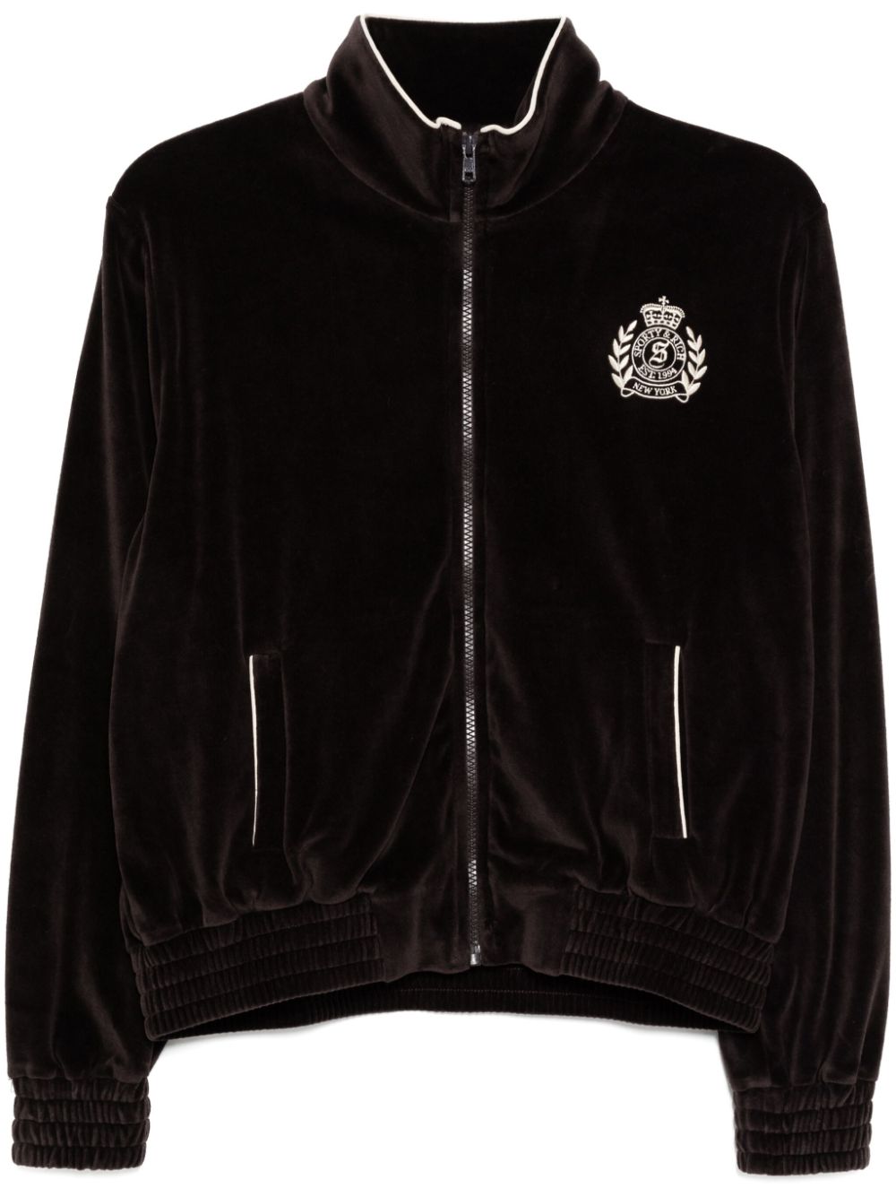 Sporty & Rich NY Crest Velour Track jacket - Brown von Sporty & Rich