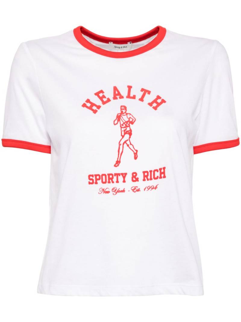 Sporty & Rich NY running club ringer T-shirt - White von Sporty & Rich