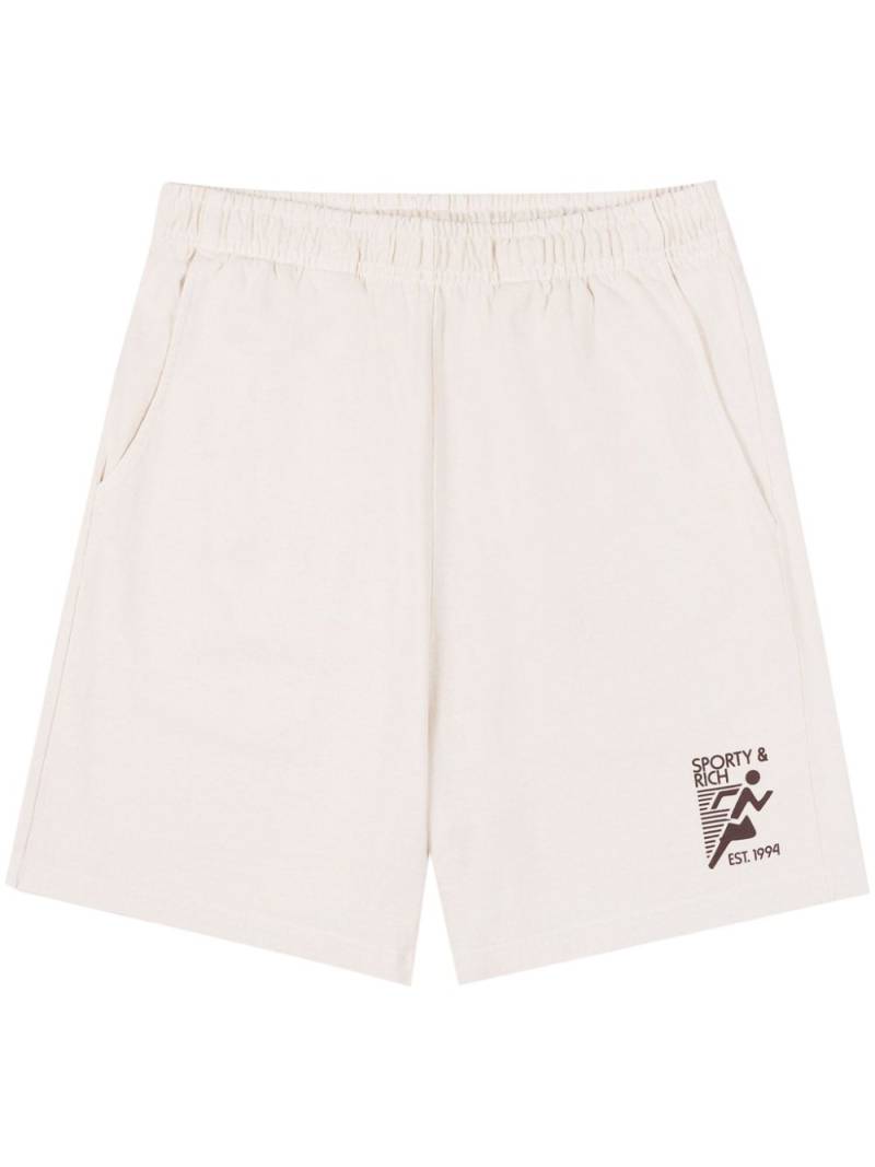 Sporty & Rich Olympic Gym cotton track shorts - Neutrals von Sporty & Rich