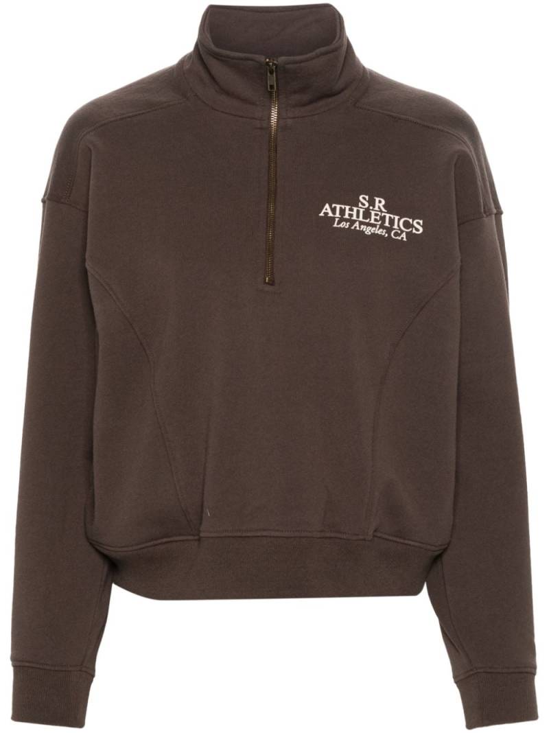 Sporty & Rich SR Athletics Quarter zipped sweatshirt - Brown von Sporty & Rich