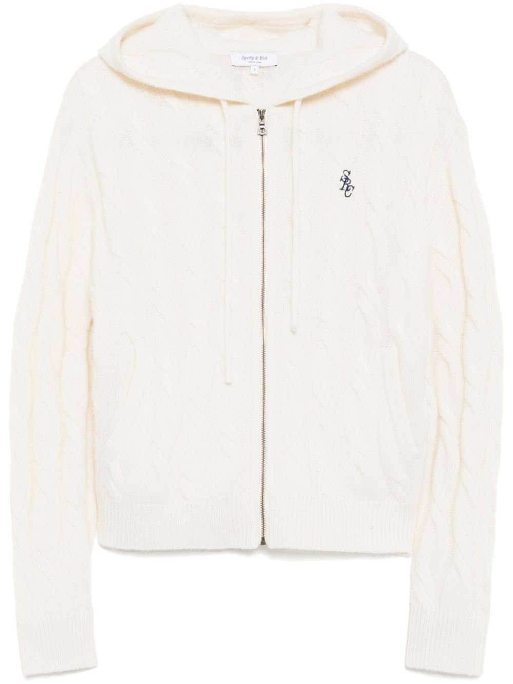 Sporty & Rich SRC Cableknit Cashmere Zip Hoodie - Neutrals von Sporty & Rich