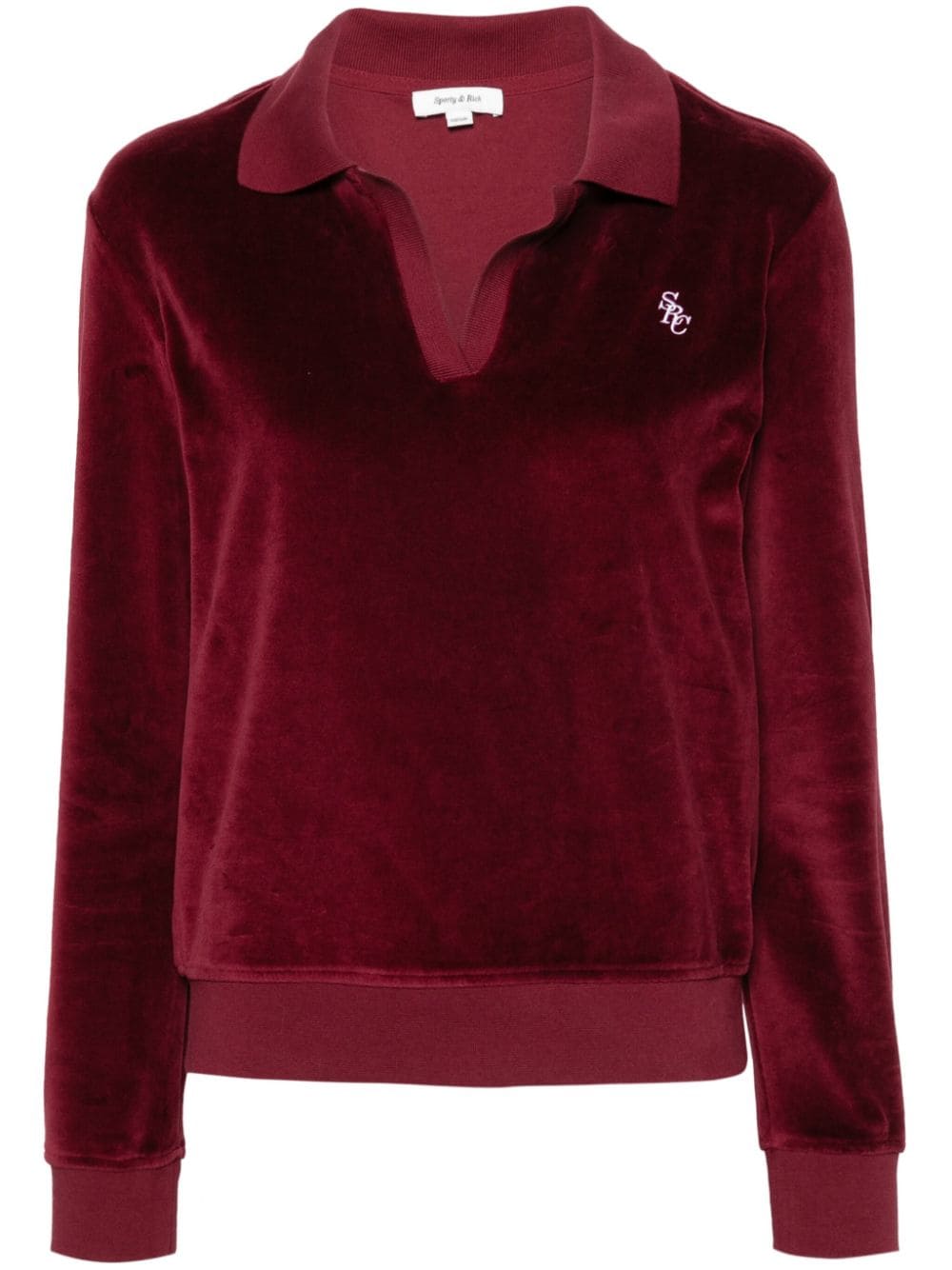 Sporty & Rich SRC velour polo top - Red von Sporty & Rich