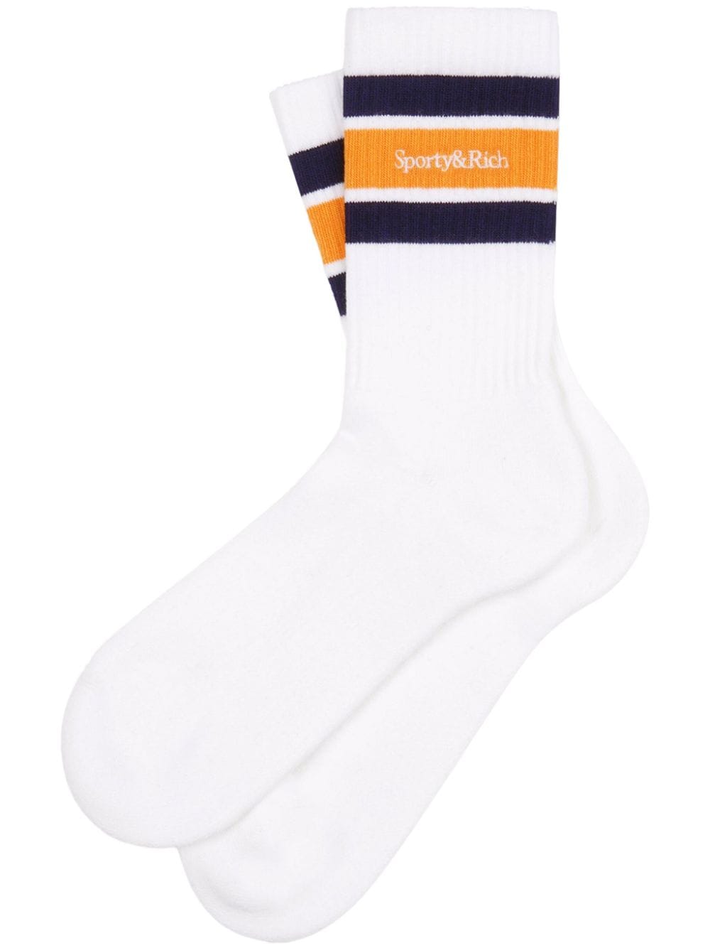 Sporty & Rich Serif logo-embroidered cotton socks - White von Sporty & Rich