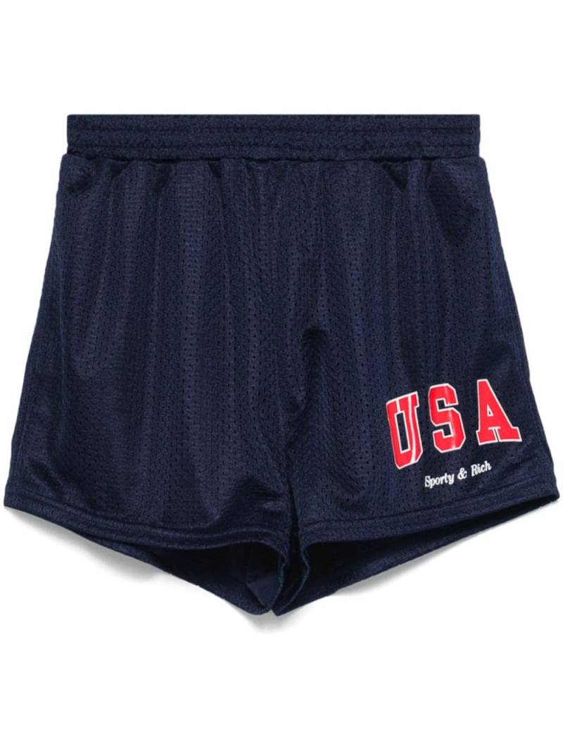 Sporty & Rich USA Mesh Disco shorts - Blue von Sporty & Rich