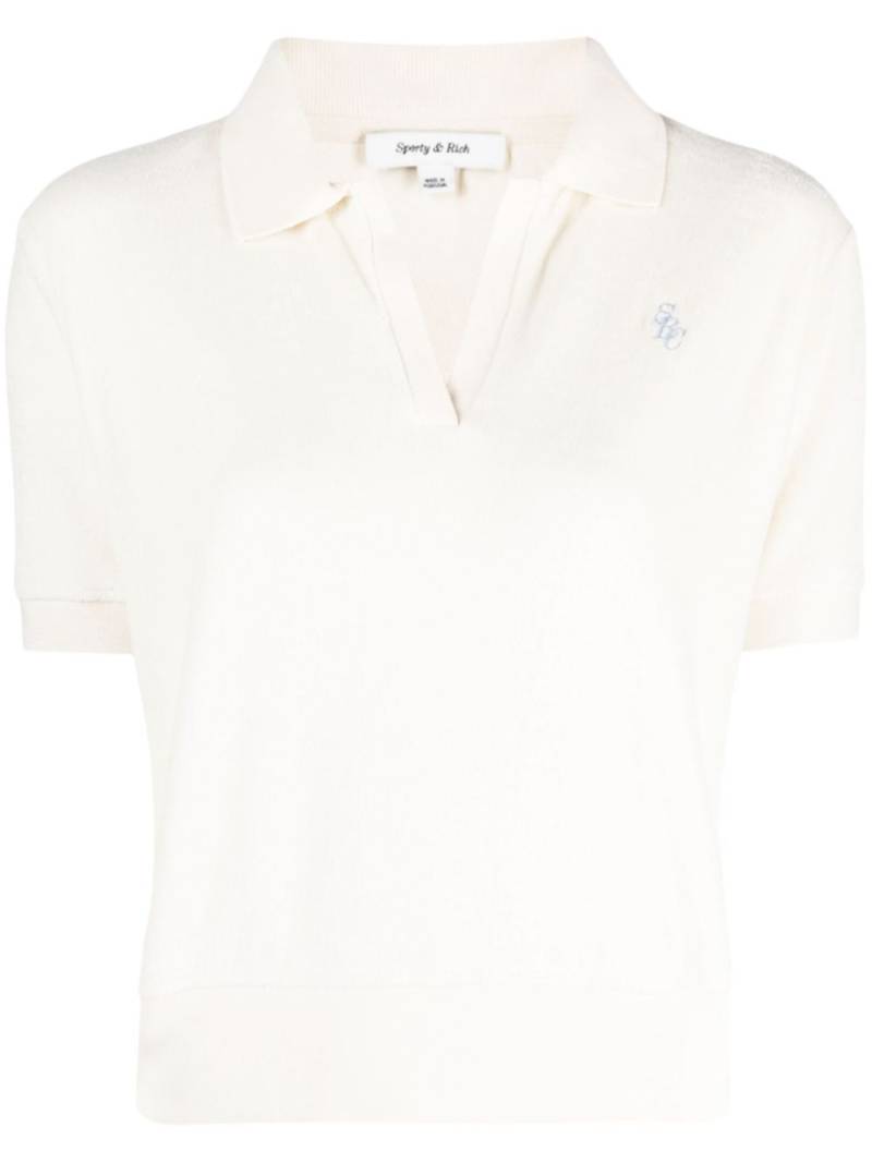 Sporty & Rich V-neck polo top - Neutrals von Sporty & Rich