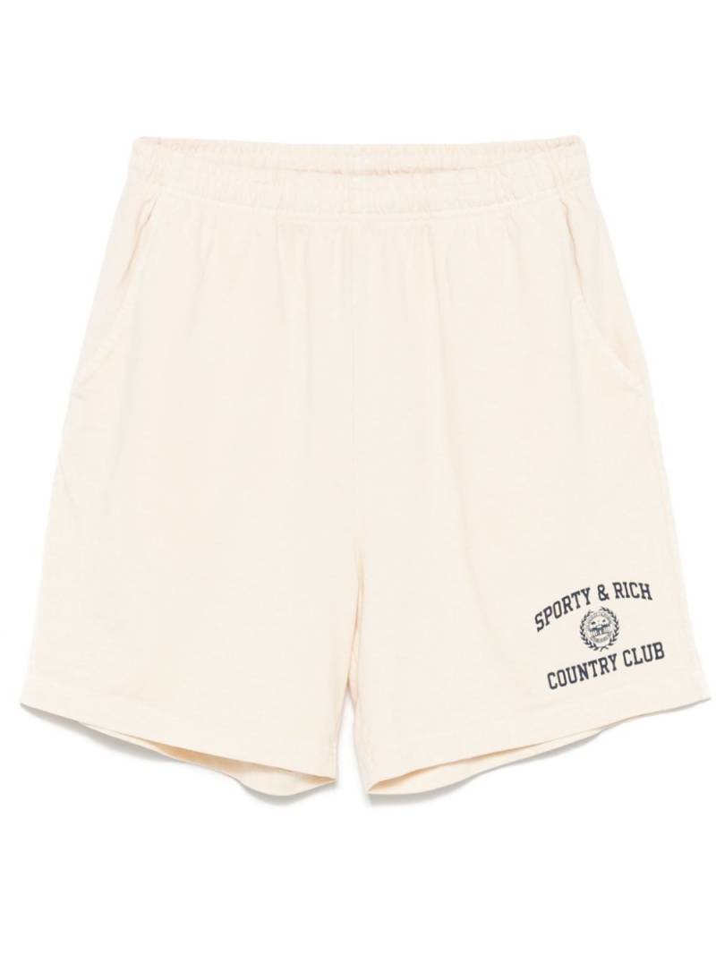 Sporty & Rich Varsity Crest-print track shorts - Neutrals von Sporty & Rich