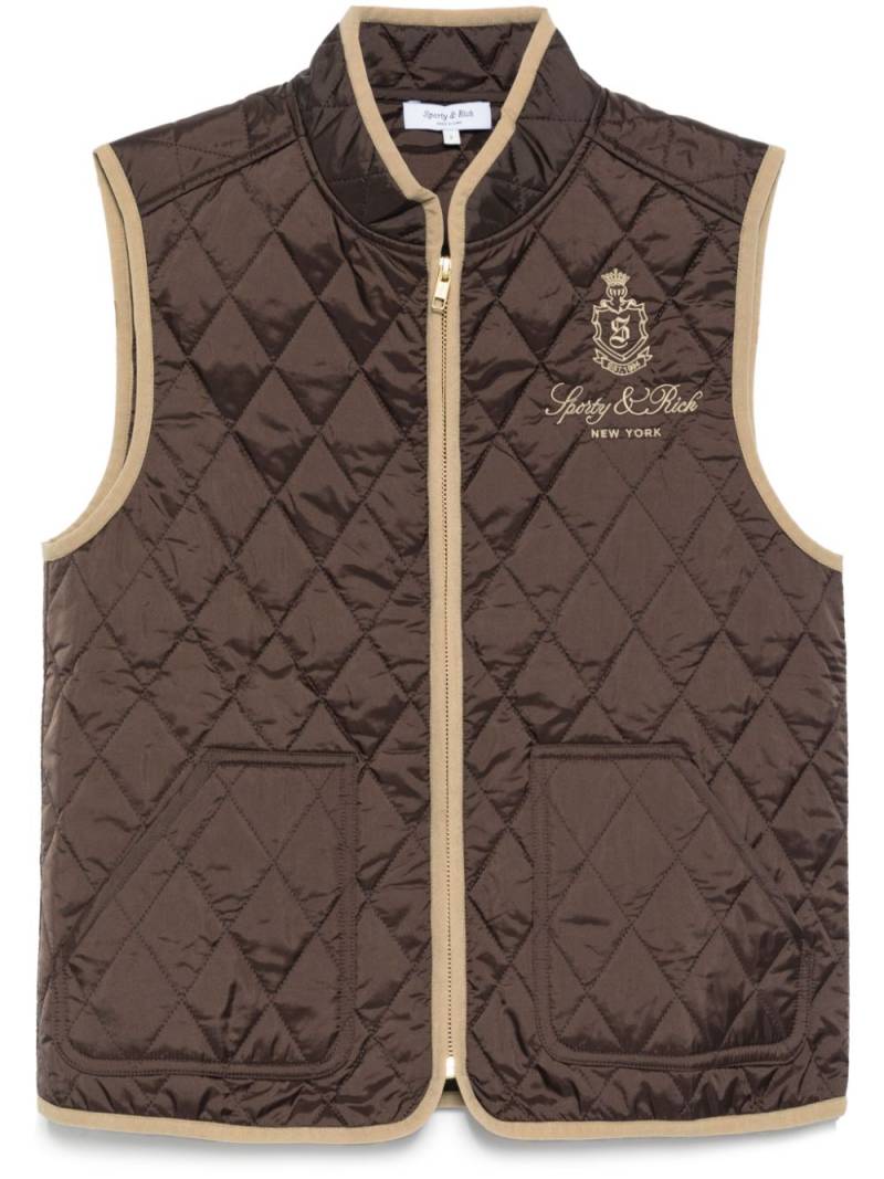 Sporty & Rich Vendome Quilted Riding vest - Brown von Sporty & Rich