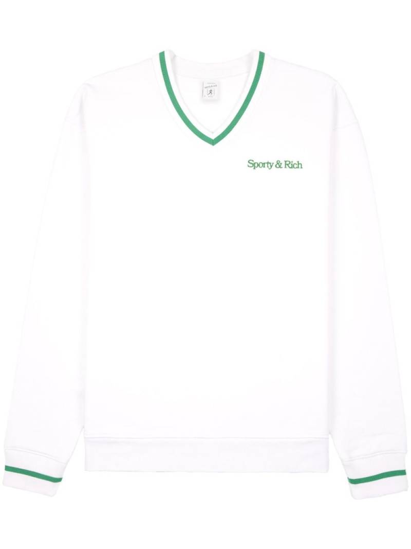 Sporty & Rich logo-embroidered cotton sweartshirt - White von Sporty & Rich