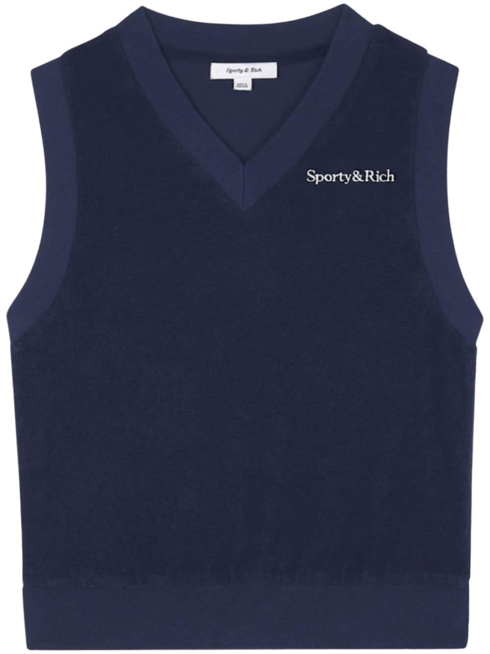 Sporty & Rich logo-embroidered V-neck terry vest - Blue von Sporty & Rich