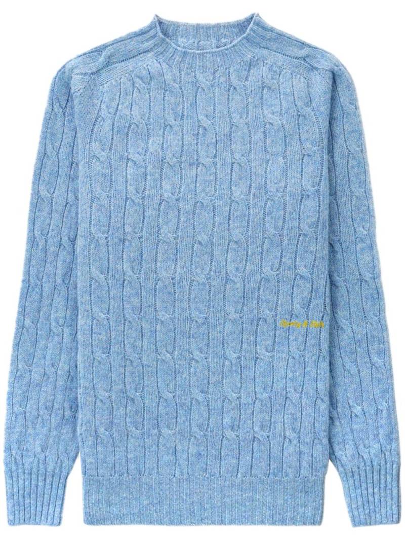 Sporty & Rich logo-embroidered cable-knit jumper - Blue von Sporty & Rich