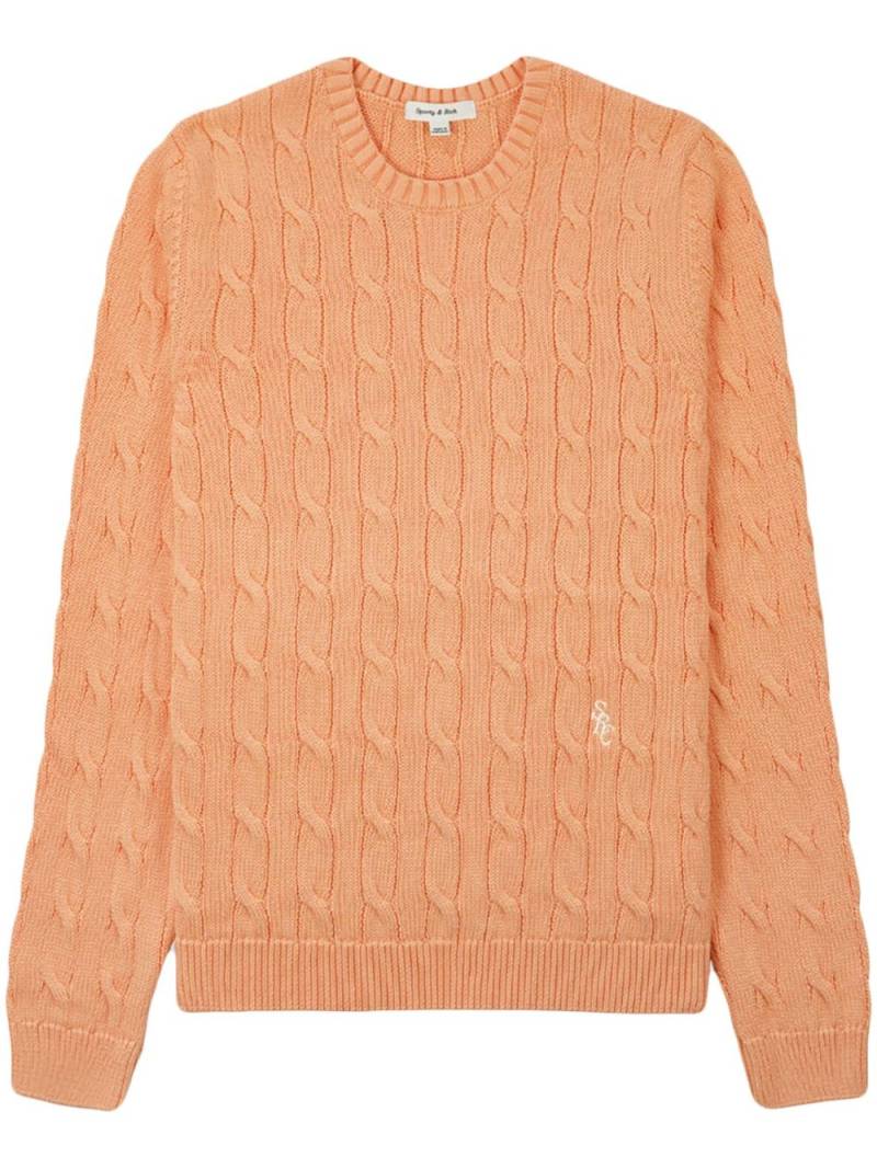 Sporty & Rich logo-embroidered cable-knit jumper - Orange von Sporty & Rich