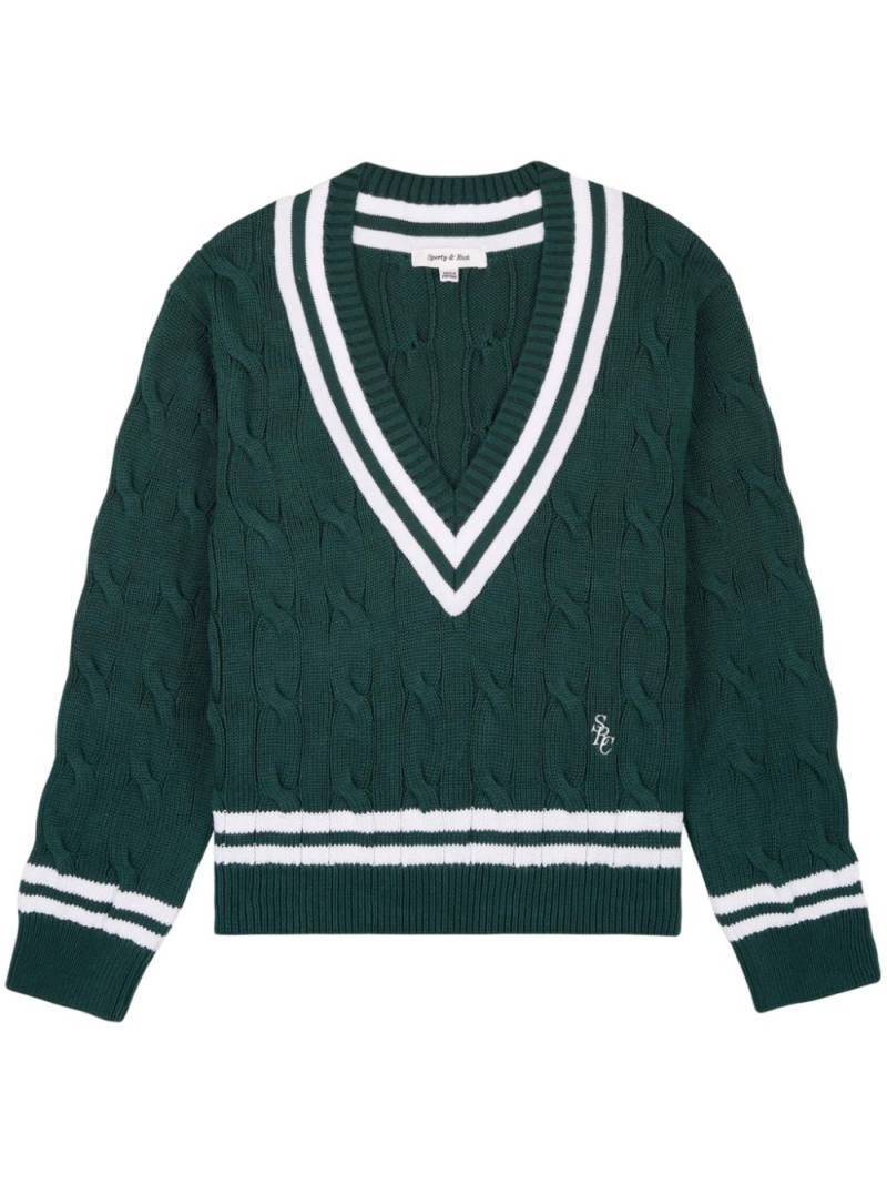 Sporty & Rich logo-embroidered cotton jumper - Green von Sporty & Rich