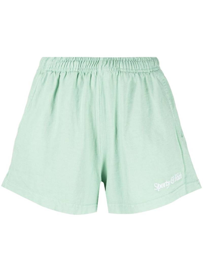 Sporty & Rich logo-embroidered cotton shorts - Green von Sporty & Rich