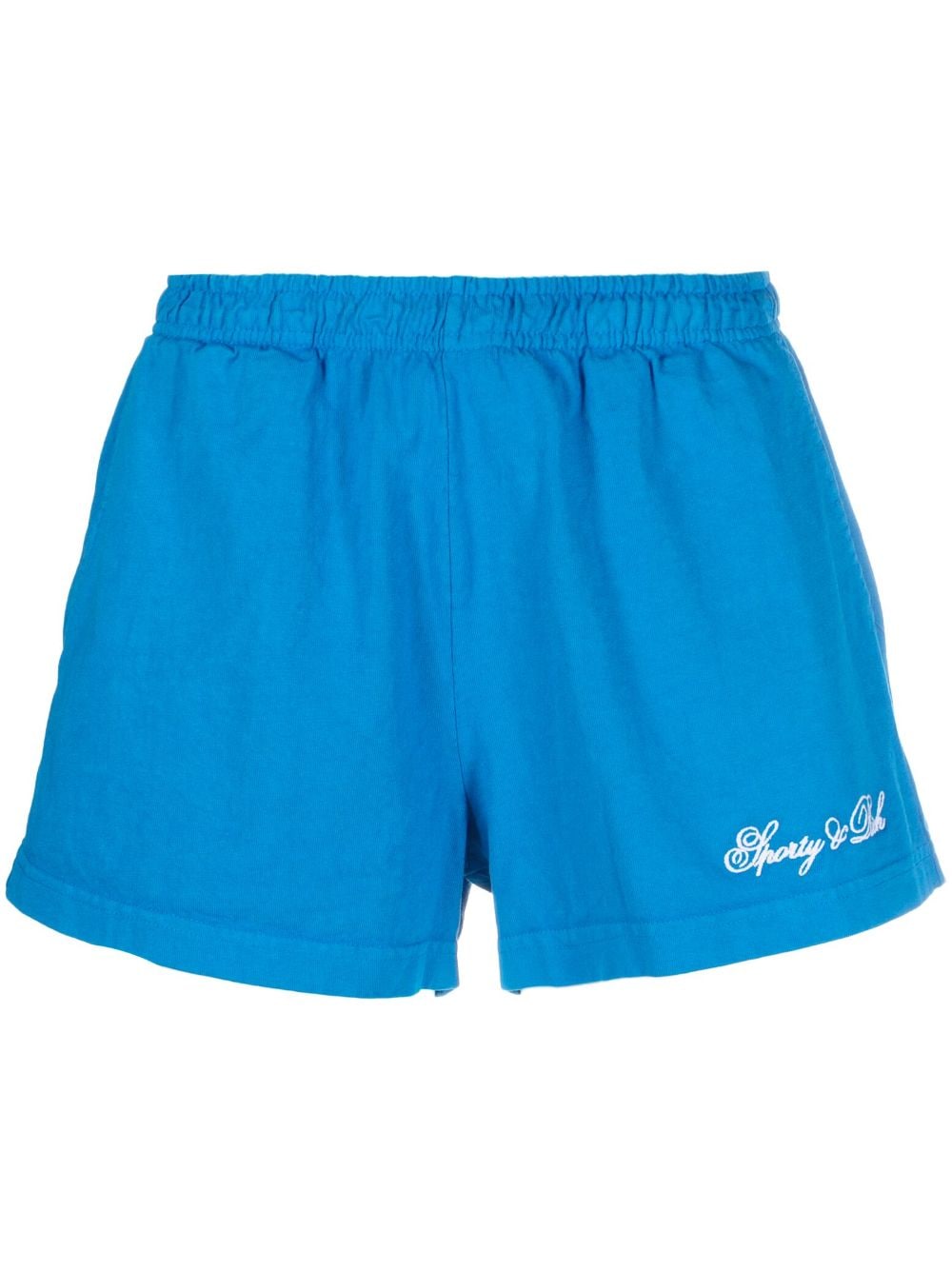 Sporty & Rich logo-embroidered cotton track shorts - Blue von Sporty & Rich