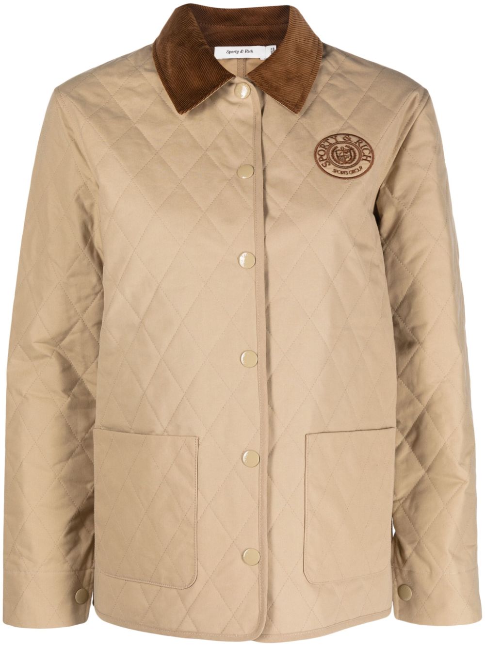 Sporty & Rich logo-embroidered diamond-quilted jacket - Neutrals von Sporty & Rich