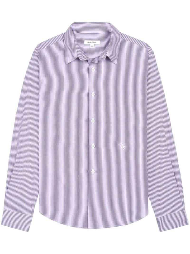 Sporty & Rich logo-embroidered striped cotton shirt - Purple von Sporty & Rich