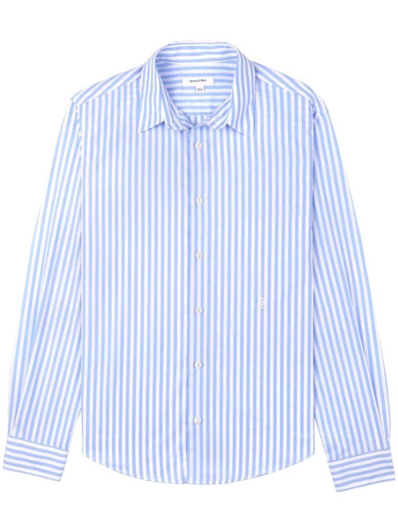 Sporty & Rich logo-embroidered striped shirt - Blue von Sporty & Rich