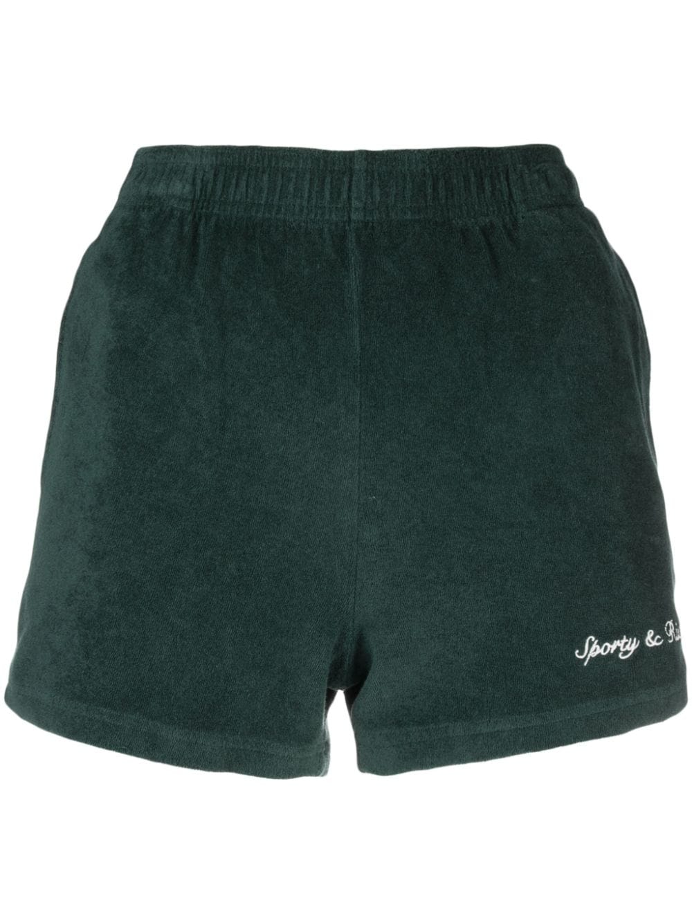 Sporty & Rich logo-embroidered terry-cloth track shorts - Green von Sporty & Rich