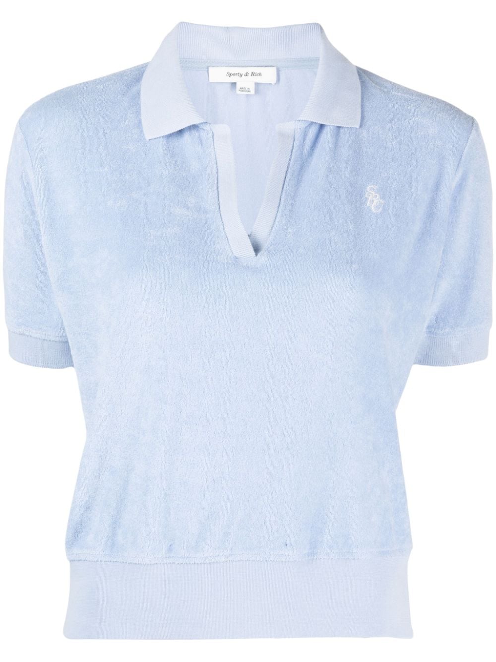 Sporty & Rich logo-patch V-neck polo shirt - Blue von Sporty & Rich