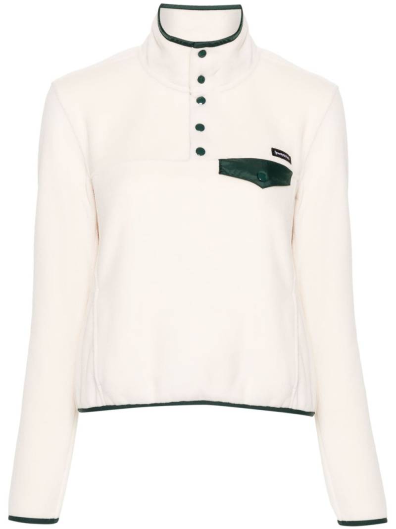 Sporty & Rich logo-patch fleece top - Neutrals von Sporty & Rich