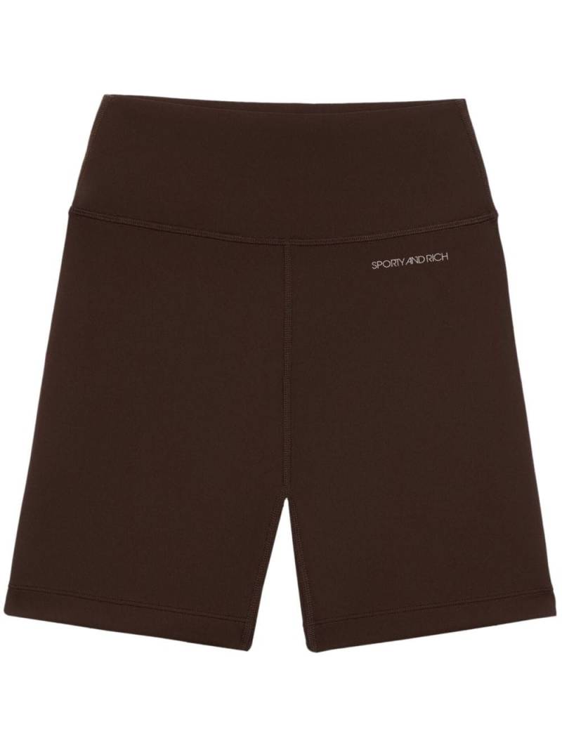 Sporty & Rich logo-print biker shorts - Brown von Sporty & Rich